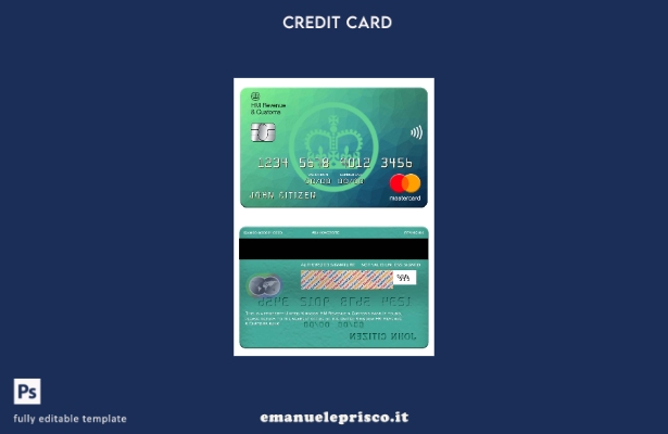 modello di carta mastercard bancaria HM Revenue & Customs del Regno Unito in sti